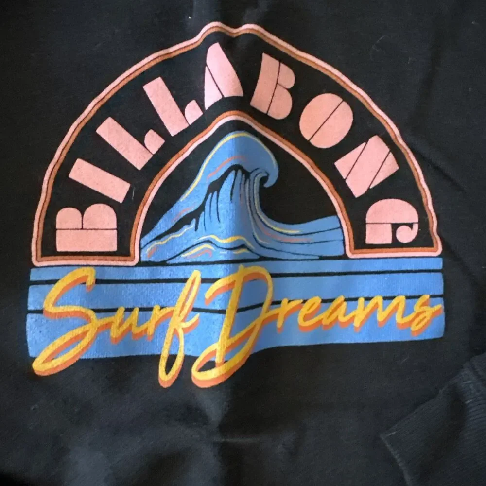 Billabong Girls Black Surf Dreams Sweatshirt Pullover M 10/12 Beach Graphic